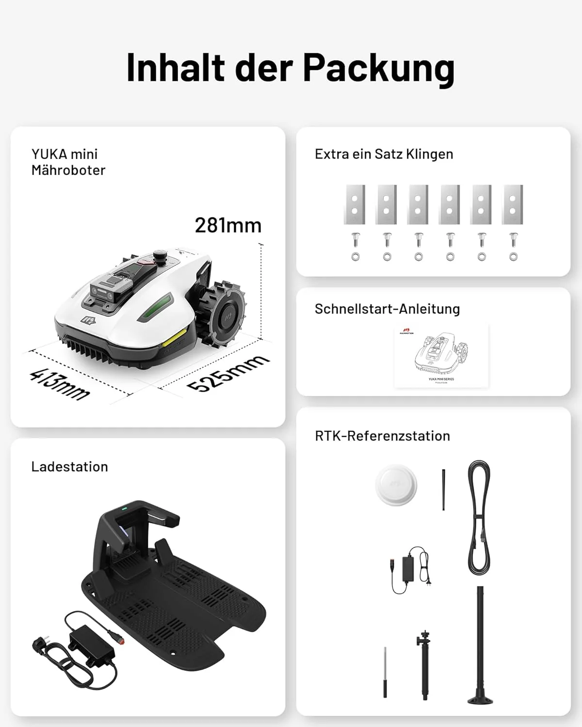MAMMOTION YUKA Mini 700 robotmaaier zonder begrenzingsdraad, NetRTK+Vision, geen RTK-antenne nodig, automatische kartering, aanbevolen 700m2, max. 1100m2, met 4G-module, 50% helling