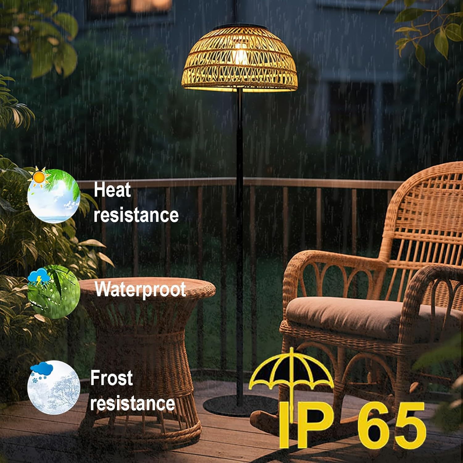 Kabellose Outdoor-Stehlampe, wasserdicht, Metall, für Terrasse, Terrasse, Hof, Garten, Dual-Aufladung, energieeffizient, stilvolle Beleuchtungslösung