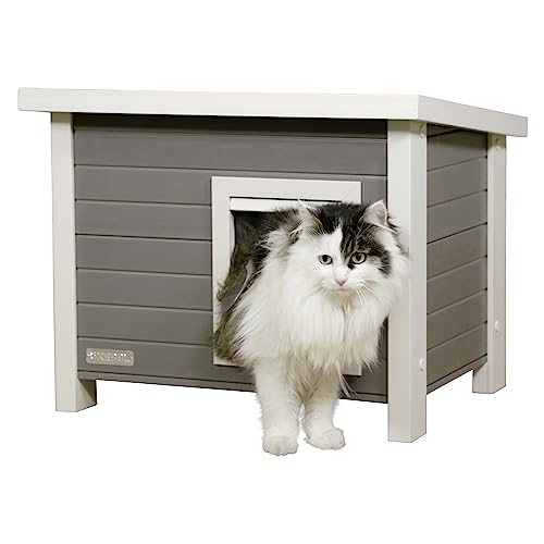 Kerbl Kitty Habitat Shed Kennel Eco Cat House, 57cm x 45cm x 43 cm, grigio / bianco : Amazon.it: Prodotti per animali domestici