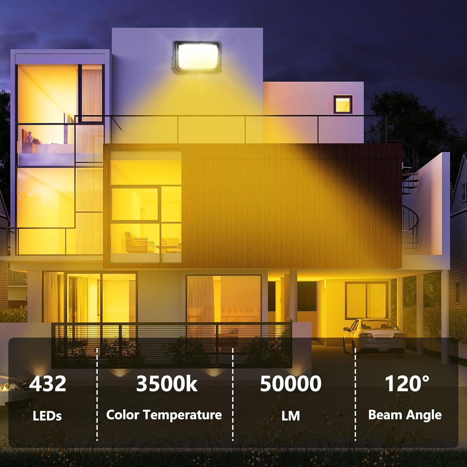 loyal LED Strahler Außen Fluter Aussen: 500W Superhell Scheinwerfer 3000K Warmweiß 50000LM - IP65 Wasserdicht Verstellbar mit Bügel für Garten, Garage, Sportplatz