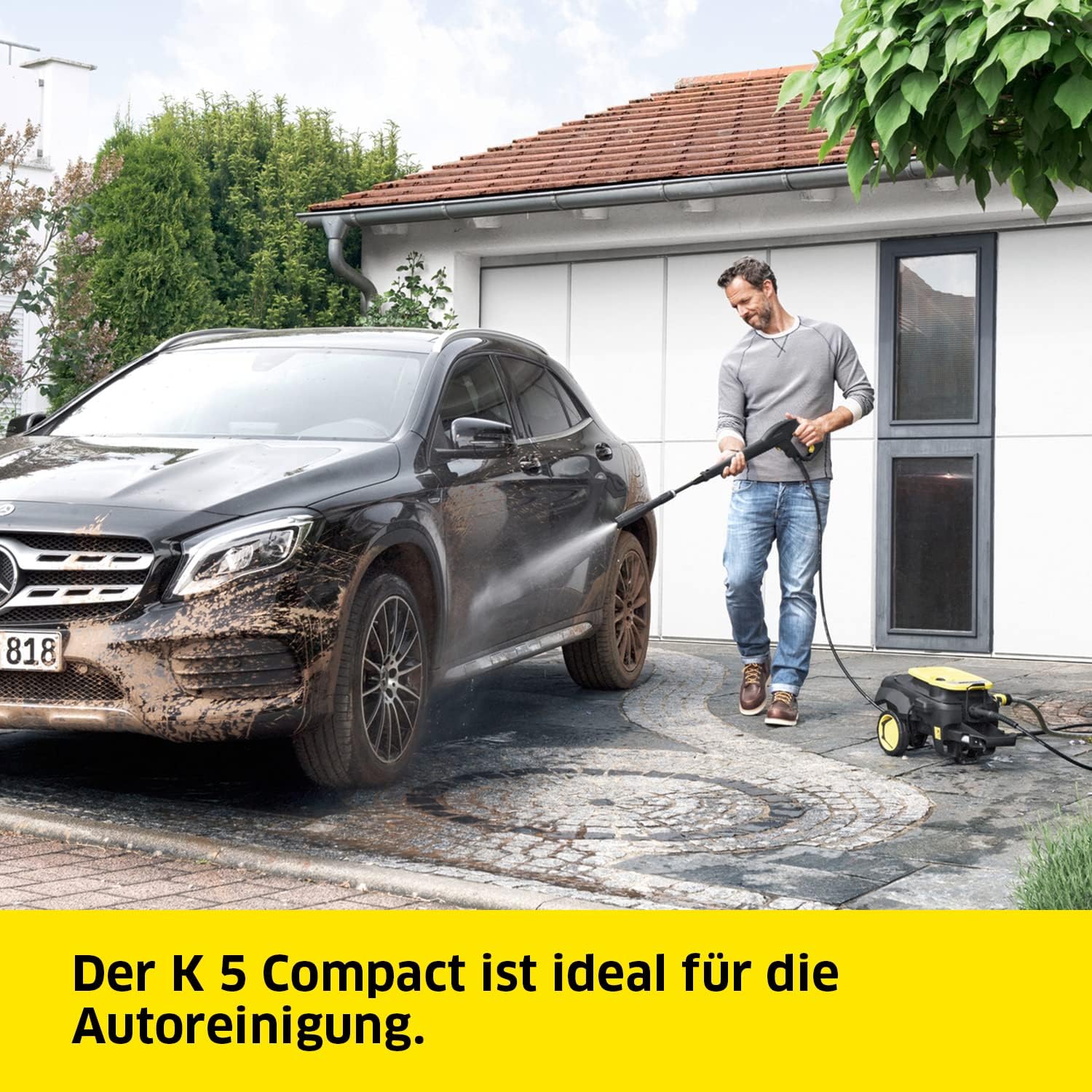 Krcher Hochdruckreiniger K 5 Compact, Druck: max. 145 bar, Durchfluss: max. 500 l/h, Flchenleistung: 40 m/h, Wasserfilter, Gewicht: 12 kg, Hochdruckschlauch und -pistole, Dreckfrser, Strahlrohr