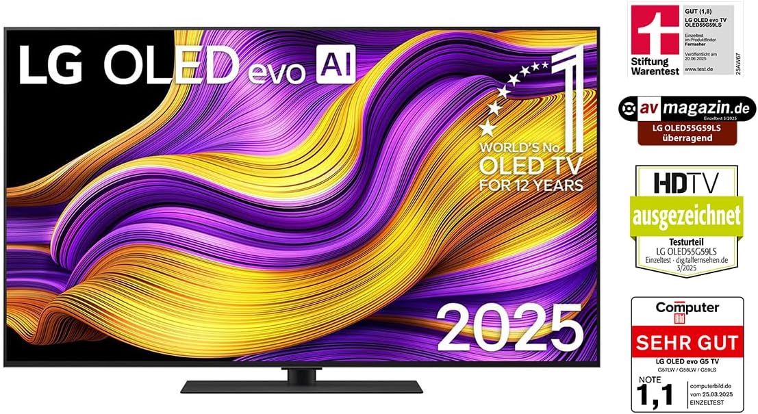 LG OLED55G59LS TV 55 Zoll (139 cm) 4K OLED evo AI TV (α11 Gen2 4K AI Prozessor, webOS 25, 120Hz (VRR bis zu 165Hz)) [Modelljahr 2025]