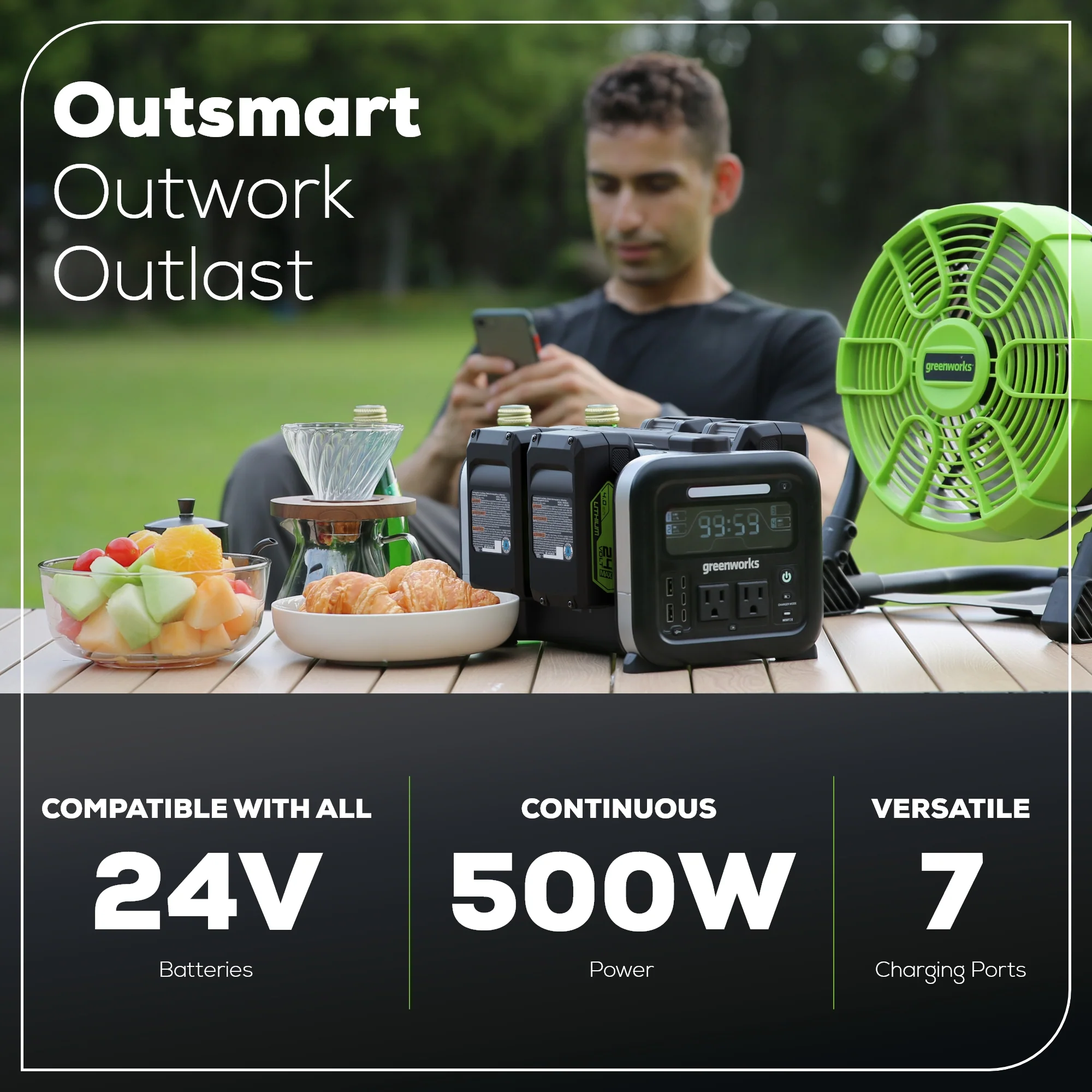 2025 Greenworks 24V 500W Draagbare Energie Station (Alleen Gereedschap)
