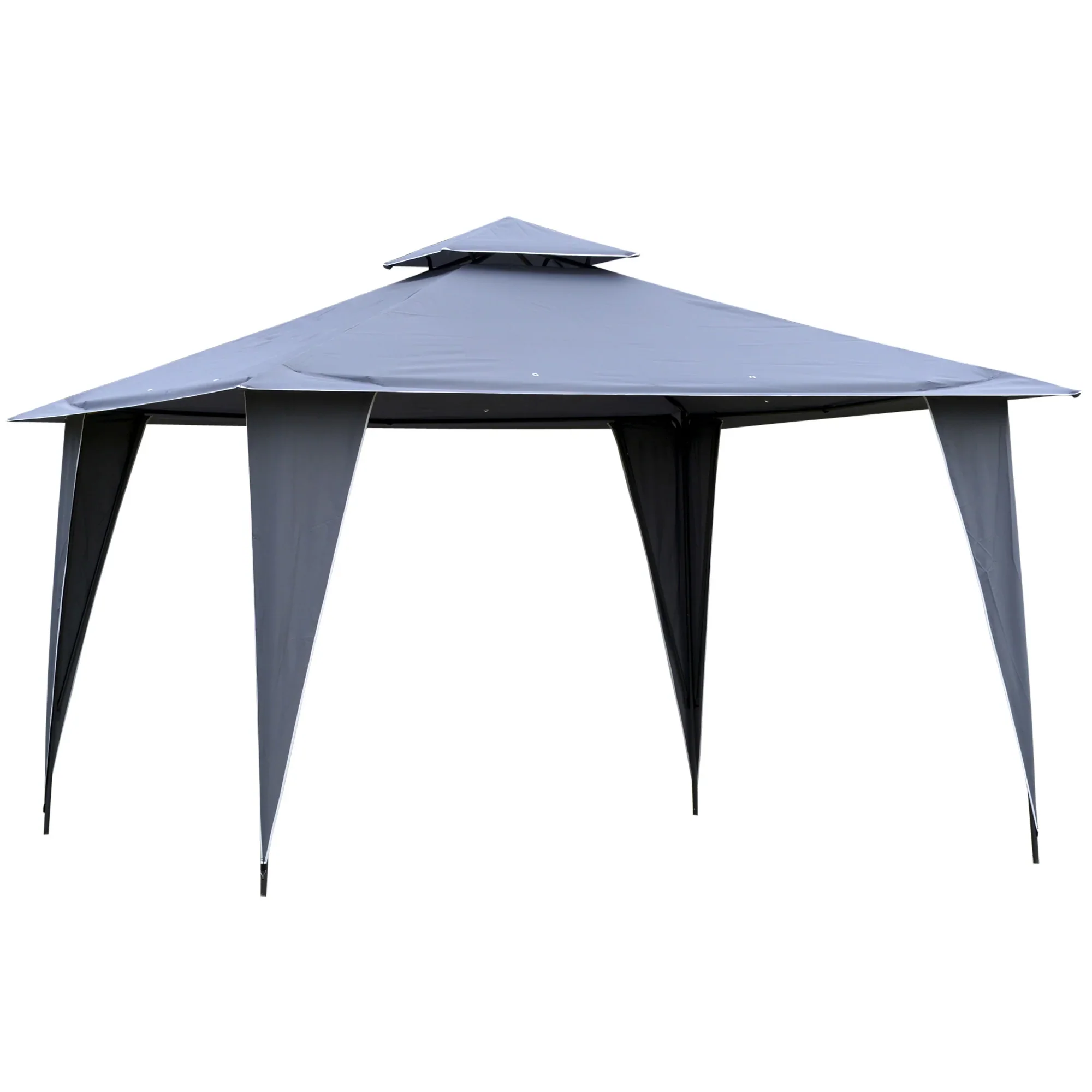 Outsunny Paviljoen 3,45x3,45 m met Dubbel Dak Grijs