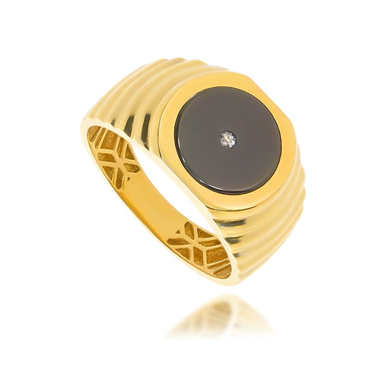 Złoty sygnet z diamentem próby 585