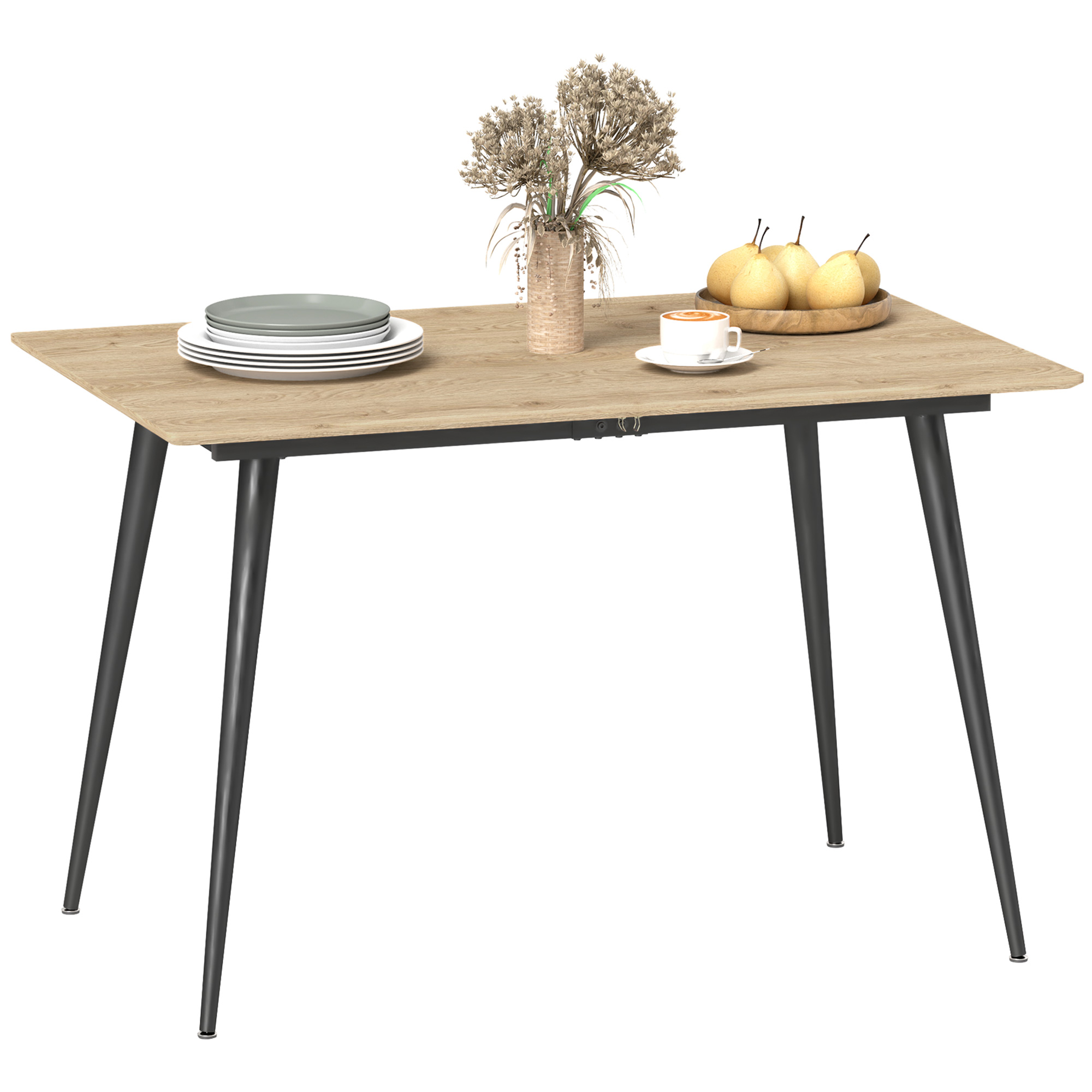 Uitschuifbare Eettafel, Vergrootbaar Tafel voor 6-8 Personen, Keukentafel met Solide Stalen Poten