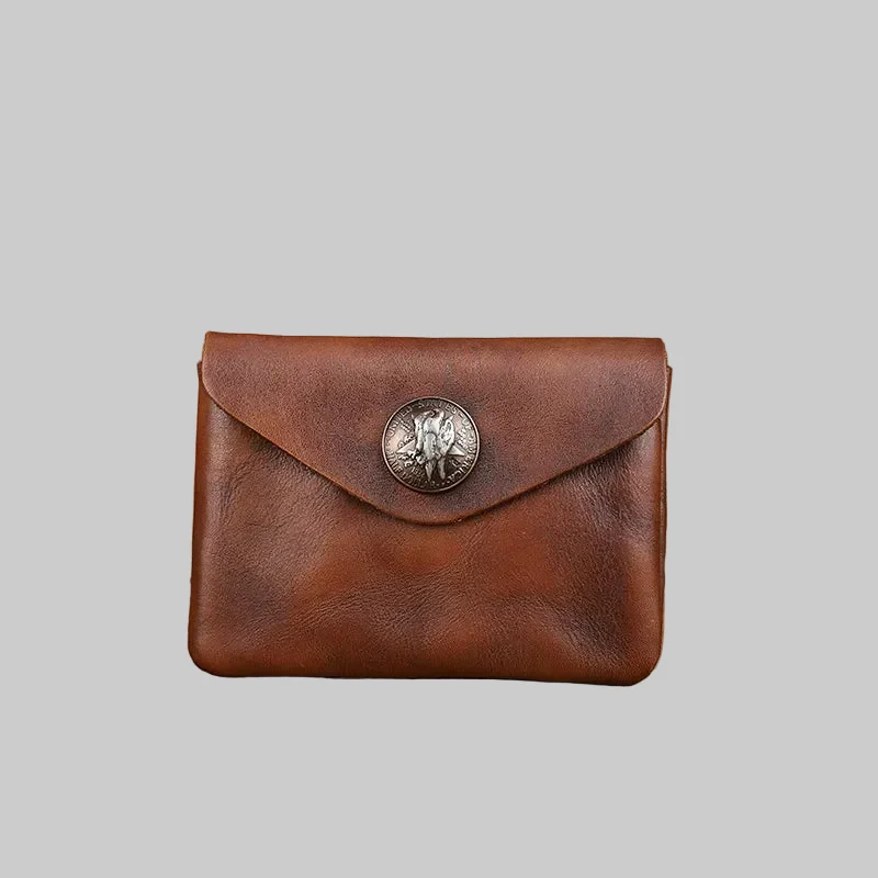 Handmade Distressed Leather Mini Envelope Card Wallet