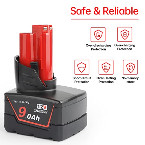 Aoyan Milwaukee M12   Batteria di ricambio agli ioni di litio, 12 V, 7,5 Ah, 12 V, 5000 mAh, 48 11 2440 48 11 2402 48 11 2411, 9.0Ah : Amazon.it: Fai da te