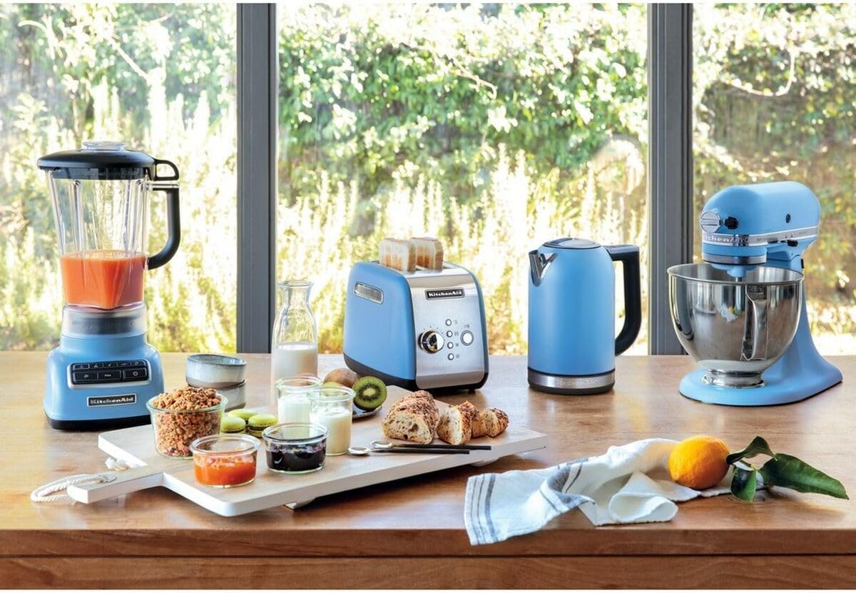 KitchenAid Küchenmaschine I Artisan I Kippbarem Food Processor I Teigknetmaschine mit 5 Zubehör | 2 Schüsseln aus Edelstahl | 4.8 L | Schwarz
