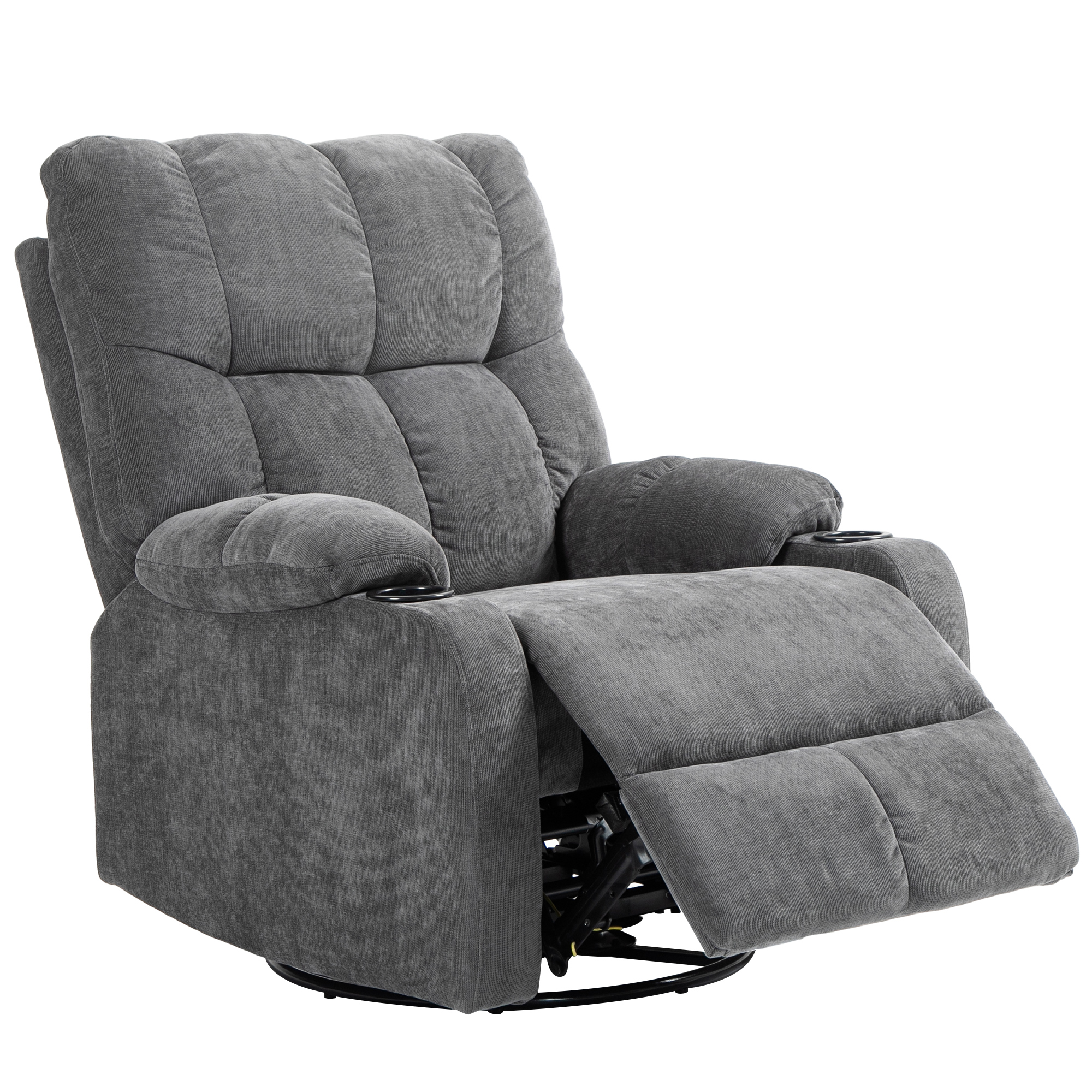 Relaxstoel met Voetsteun, Ligstoel, Draaibaar, tot 150 kg, Stalen Frame, 88x96x108cm, Donkergrijs