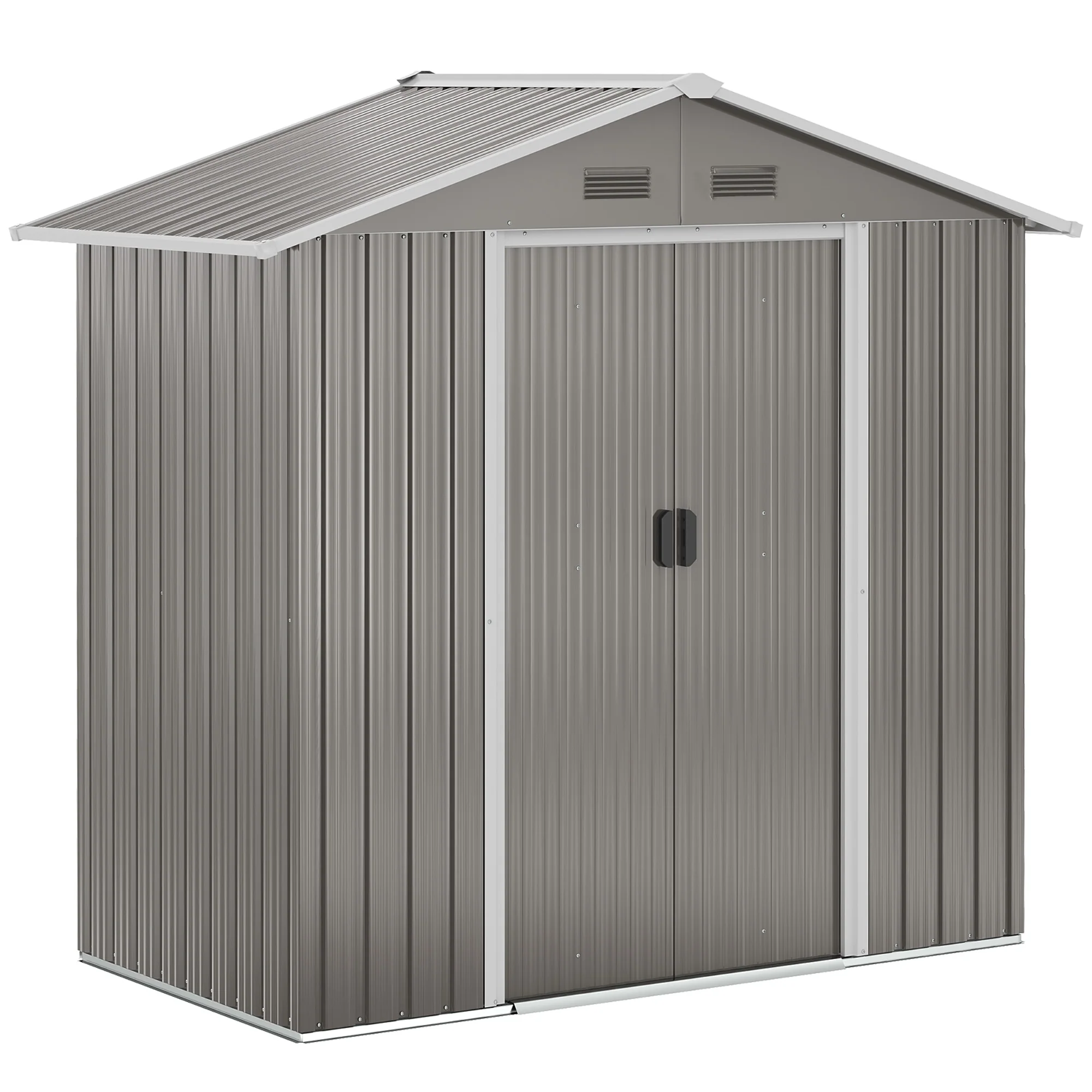 2025 Outsunny Metaal Tuinhuis 6.5x3.5ft voor Tuin- en Buitenopslag, Grijs