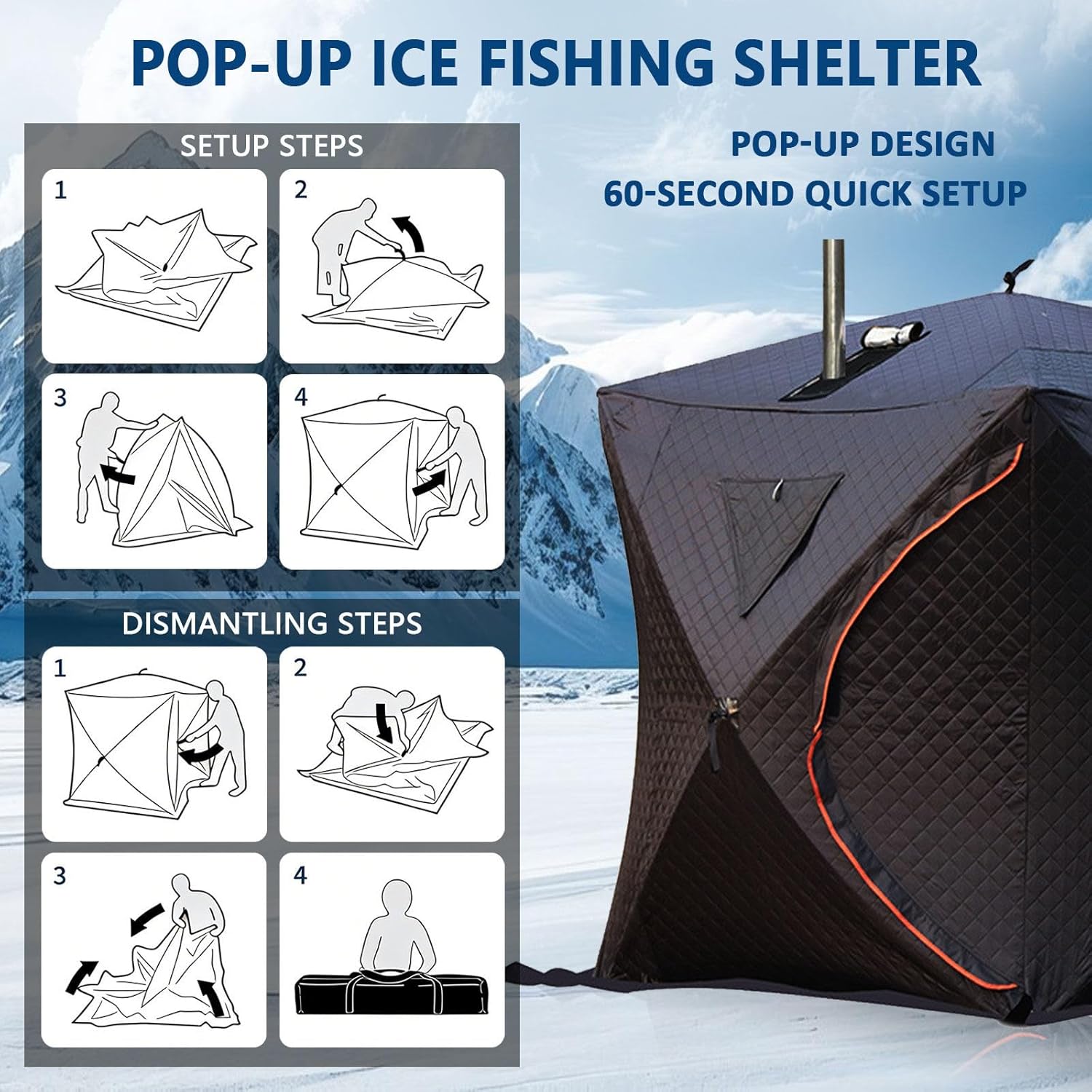 4-Personen-Saunazelt für den Außenbereich, Eisangelzelt, 180 x 180 x 200 cm, Trockensauna-Box für Zuhause, einfach aufzubauen, isoliertes Zelt für Camping und Eisangeln Sauna-Tent-1.8m