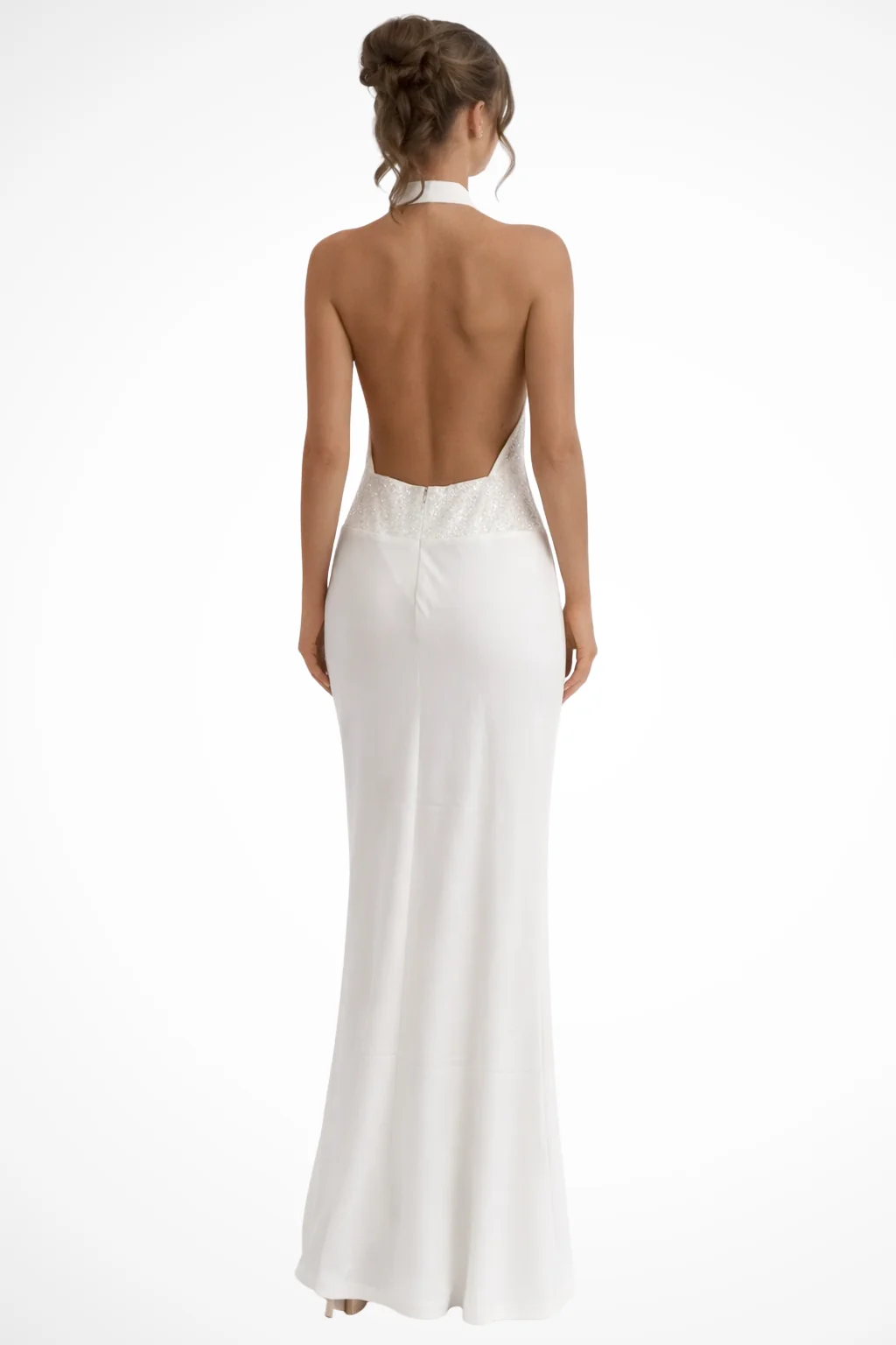 Drapiertes Satin-Maxikleid mit Neckholder f��r Hochzeitsg?ste