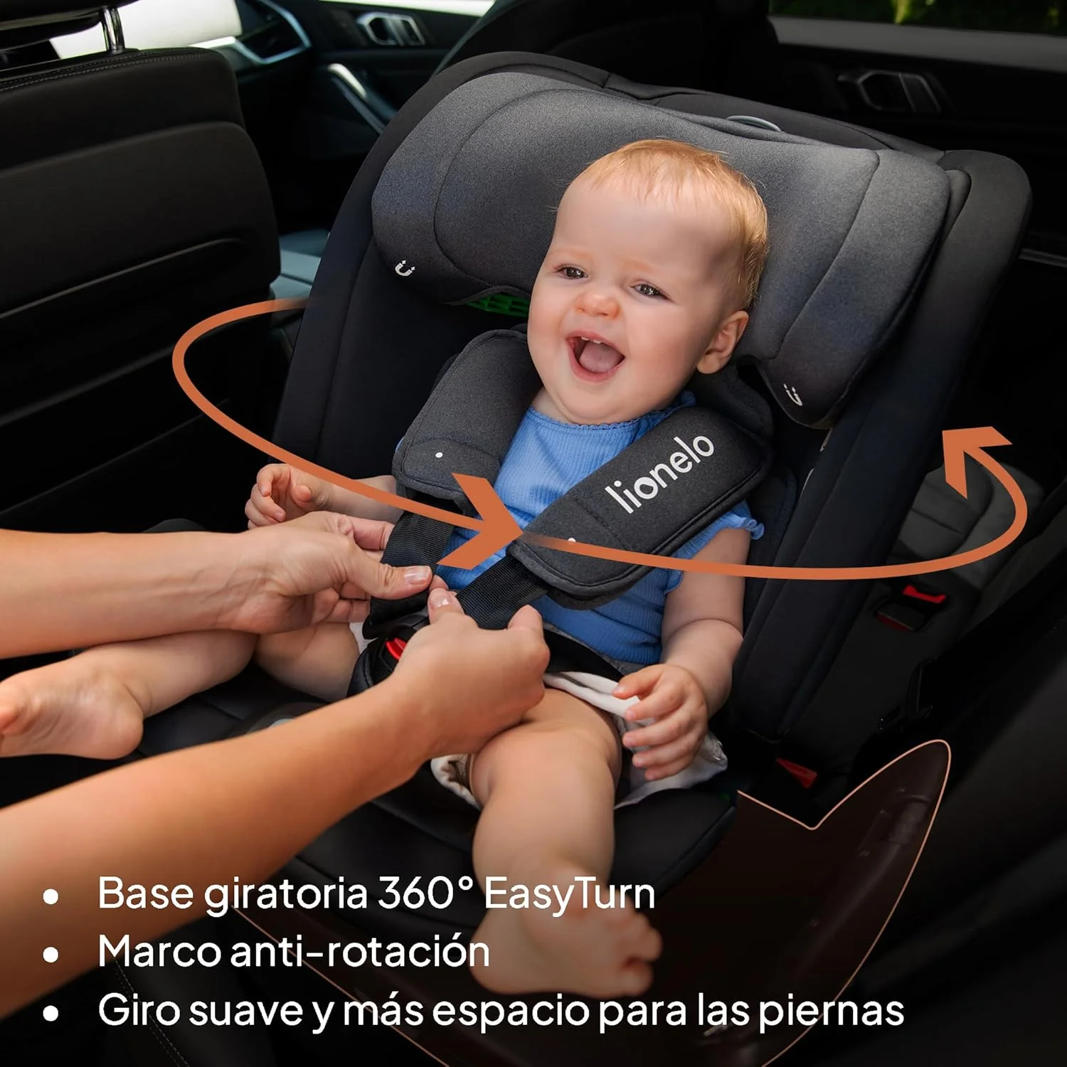 LIONELO Bastiaan RWF i-Size Silla de Coche para Bebé Giratoria 360° 0-36kg, Instalaciión Delantera y Trasera (18kg), ISOFIX TopTether, Reposacabezas y Respaldo Ajustables Protección Lateral