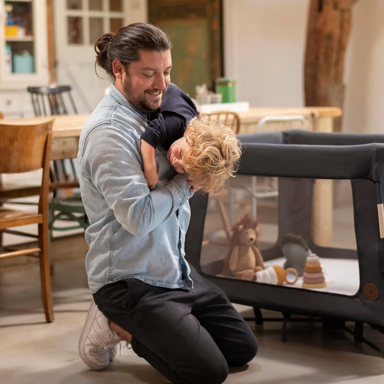 Maxi-Cosi Swift 3-in-1 reiswieg baby, wieg, 0-3,5 jaar, tot 15 kg, in hoogte verstelbare reiswieg, 2-in-1 matras, ultralicht, in 1 seconde inklapbaar, reistas, Eco Care, Beyond Grey