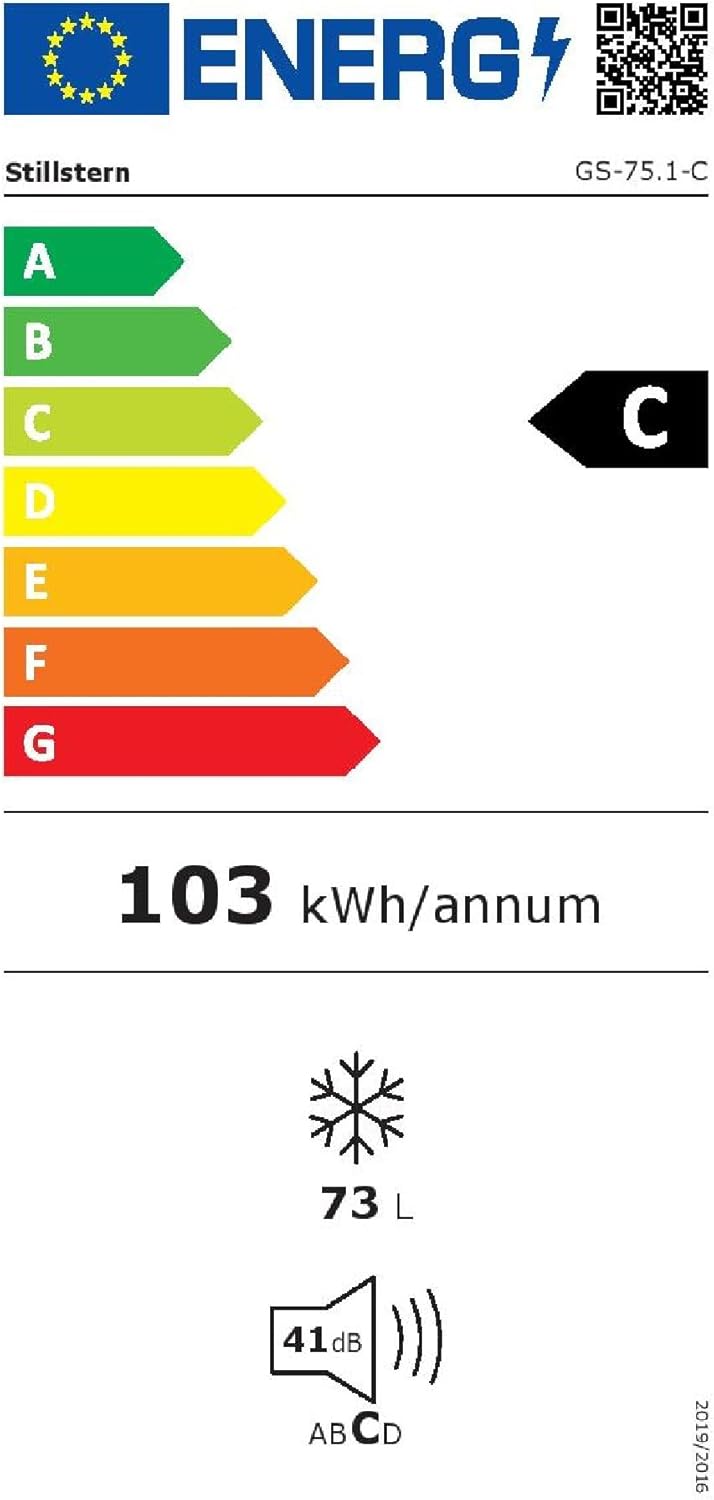 Stillstern Gefrierschrank Klein (73L) 4-Sterne-Gefrierfach -18°C ger. Energiever. Mini Freezer mit 3 Fächer, stufenlos reg. Temp., kleine Tiefkühltruhe, Türanschlag r./l. Tiefkühlschrank R600A Weiß