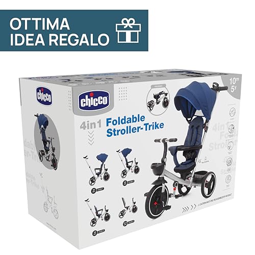 Chicco, Triciclo Bambini 4in1, Telaio in Metallo, Ruote in Gomma EVA, Cintura a 4 Punti, Maniglione Telescopico e Cappottina Rimovibili, Passeggino con Seduta Reversibile, Cestini, 6 mesi   5 anni : Amazon.it: Giochi e giocattoli