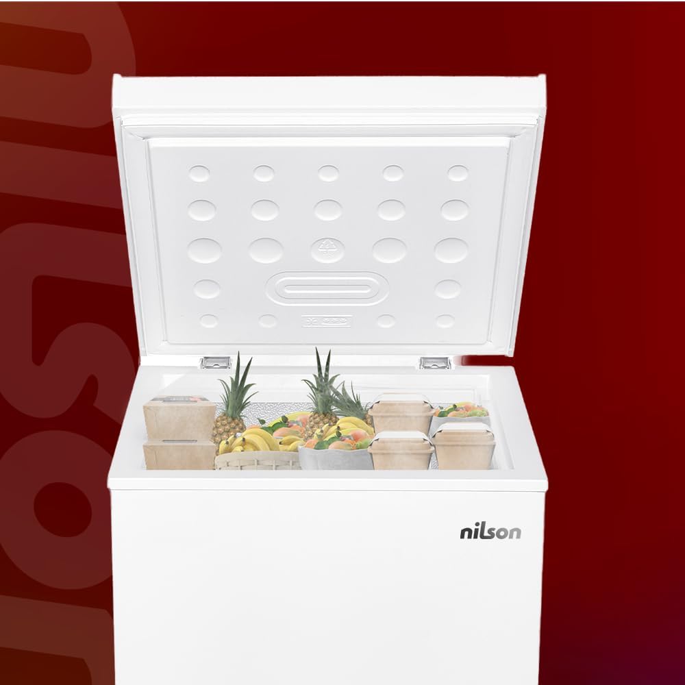 Nilson Congelador Horizontal Blanco NCH1001EDC. Capacidad 98 Litros, Dual Cooling, 4 Star, Modo Super Congelación, Tecnología Cíclica, Puerta Abatible, 1 Cesta, Bajo nivel Sonoro, Clase E