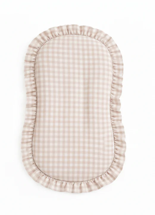 Beige Gingham Ruffle Baby Lounger Cover