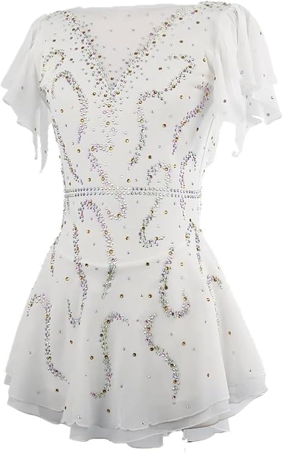 Figur Eislauf Kleid, Frauen Wettbewerb Skaten Rock Mit Strass Handgefertigt Ballett Tanzen Leistung Kostüm Im Freien Rollschuh
