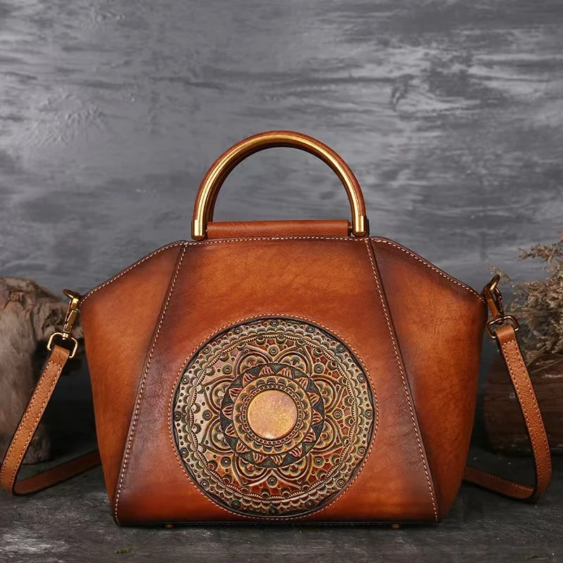 Genuine Leather Handbags for Women Retro Crossbody Bag