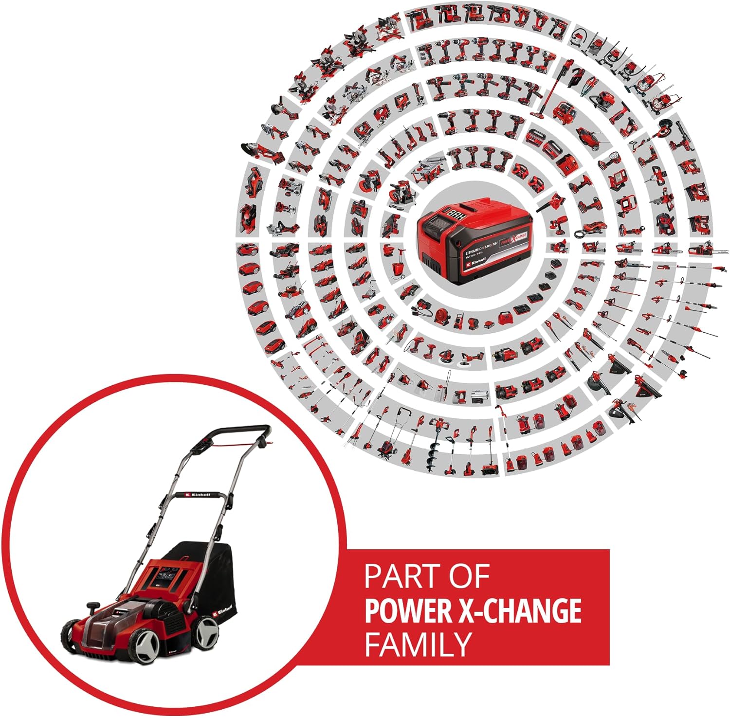 Einhell Akku-Vertikutierer-Lüfter GE-SA 36/35 Li-Solo Power X-Change (Li-Ion, 36 V, bürstenloser Motor, 35cm Messerwalze, 28L Fangsack, einstellbare Arbeitstiefe, ohne Akku  und  Ladegerät)
