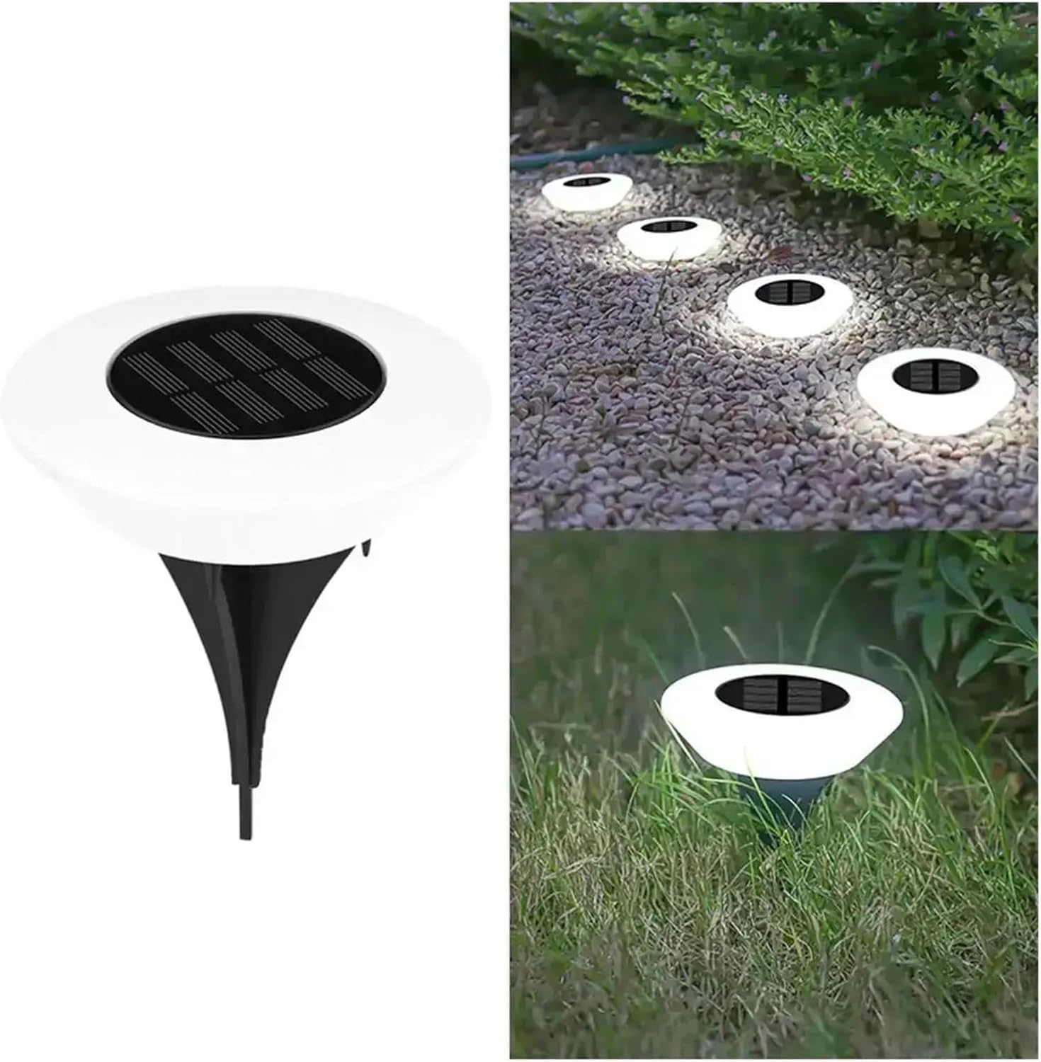 Wiederaufladbare Outdoor So Bodenleuchten Wasserdicht LED Gartenlampen Dekorative Landschaftsbeleuchtung für Rasen & Park Kaltweiß 4er Set Umweltfreundliche Beleuchtung