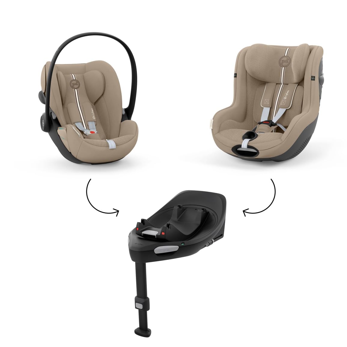 CYBEX Gold Babyschale Cloud G i-Size Comfort, Inkl. Neugeboreneneinlage, Ab Geburt bis ca. 24 Monate, Für Kinder ab 40 cm bis 87 cm, Max. 13 kg, Moon Black