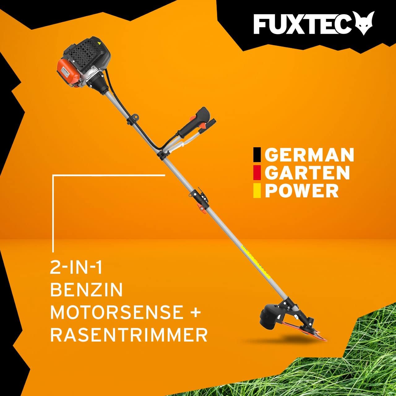 FUXTEC Benzin Motorsense FX-MS152 mit 52 cc, 2in1 Multitool, Profi-Tragegurt und 3 PS Leistung Trimmer Rasentrimmer Freischneider fs Faden 2-Takt, getestet in der Oberklasse mit Note 1,4 Easy Starter