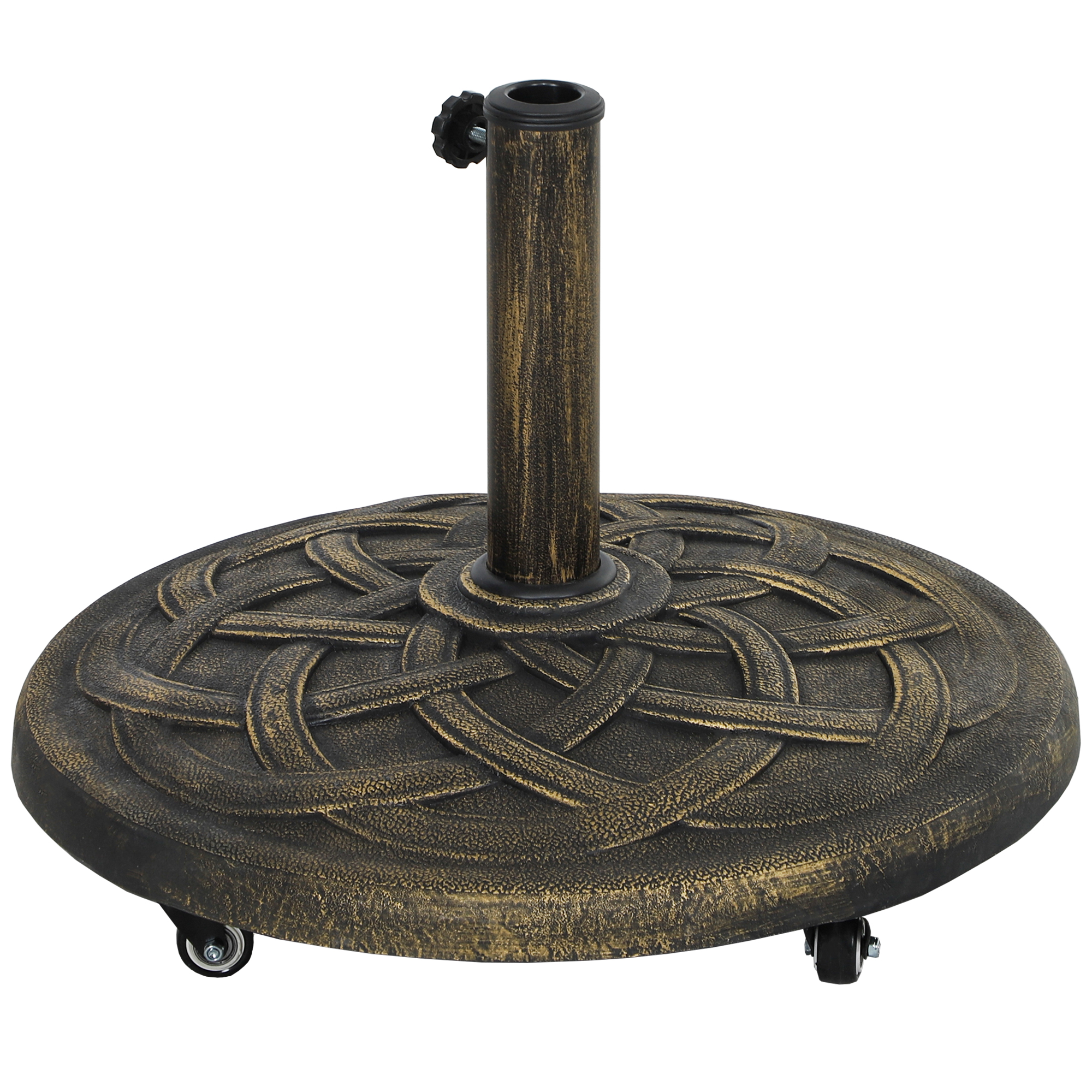 Outsunny Parasolvoet van Beton, Verrijdbare Parasolstandaard, Ronde Parasolhouder, Stand voor Parasol 34/38/48mm