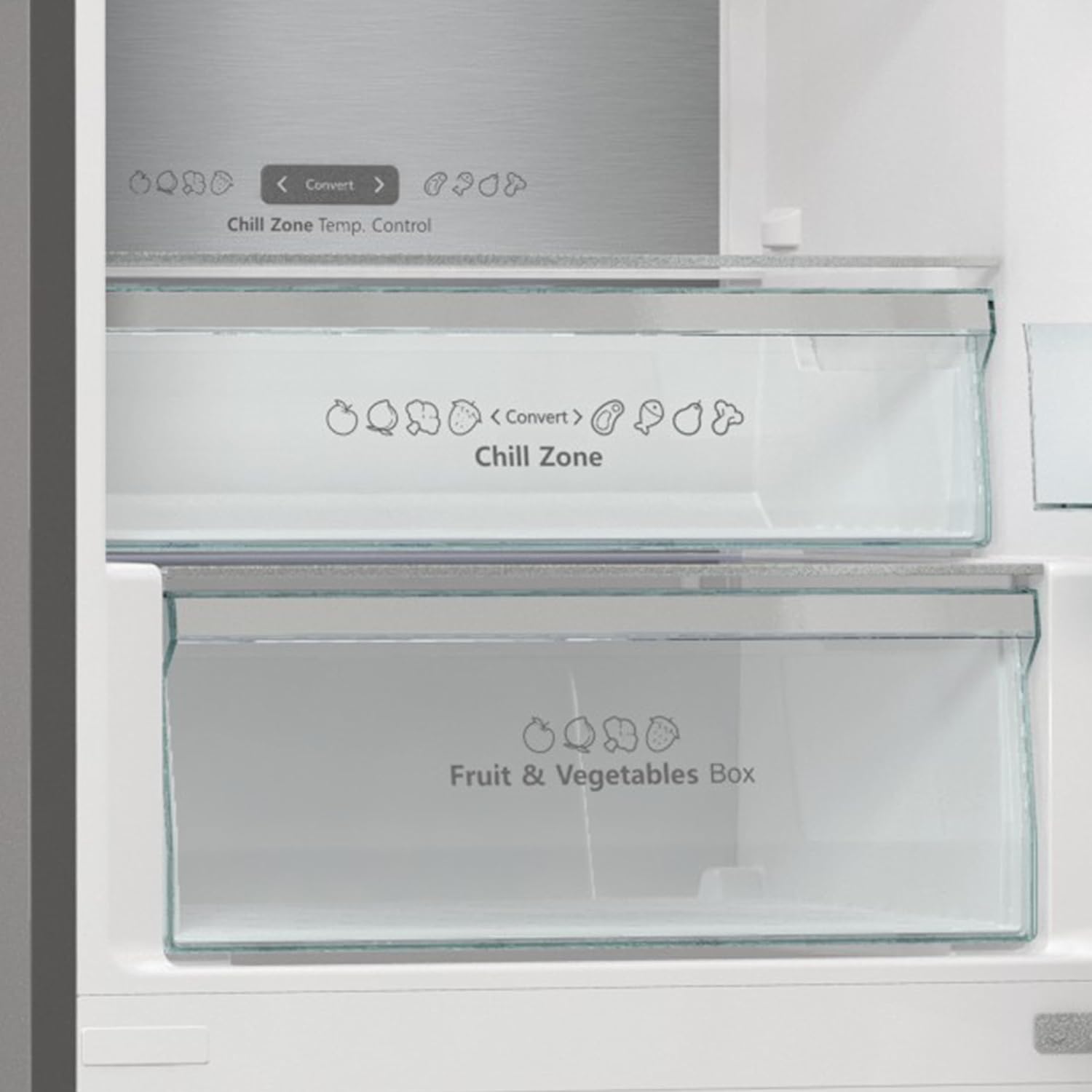 Hisense RB327N4AD2 Kühl-Gefrierkombination/ NoFrostPlus/ Multiflow 360°/ HolidayMode/ FreshZone/ 182,4 cm/ Kühlteil 171 l/ Gefrierteil 85 l/ 41 dB/ 287 kWh/ Jahr/ Edelstahl-Look