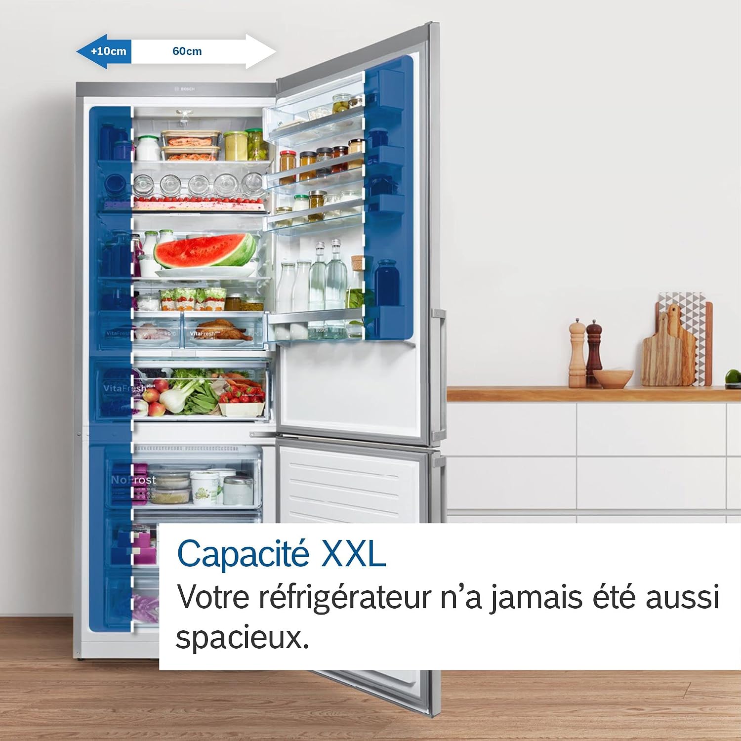 Bosch GSN51AWDV Serie 6 XXL-Gefrierschrank, 161 x 70 cm extra breit, 289 L, NoFrost nie wieder abtauen, LED-Beleuchtung gleichmäßige Ausleuchtung, BigBox Platz für großes Gefriergut, Weiß