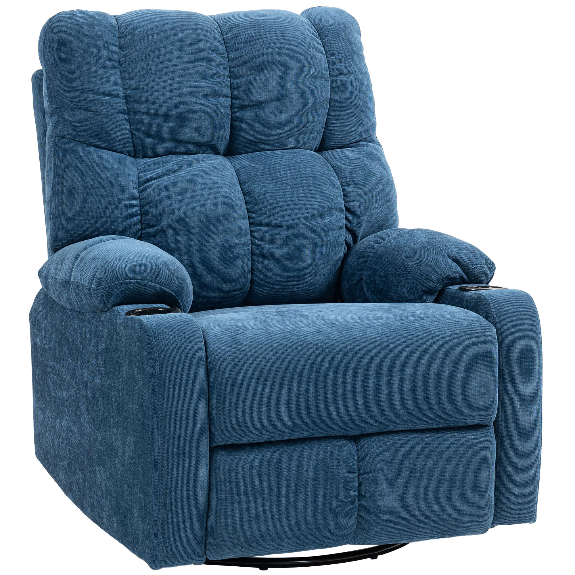 Relaxstoel met Voetensteun, Ligstoel, Draaibaar, tot 150 kg, Stalen Frame, 88x96x108cm, Donkerblauw