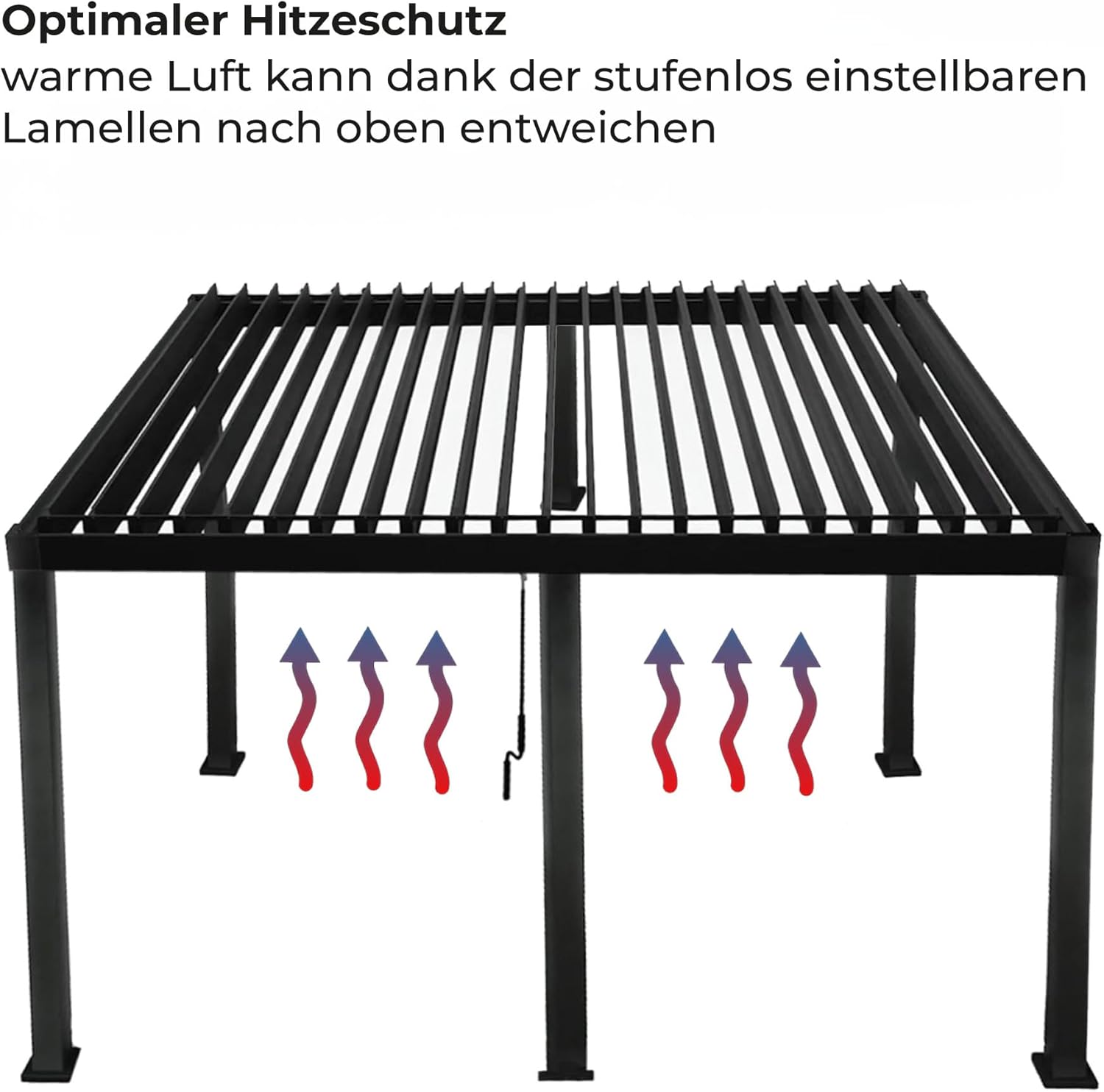 Lamellen Pergola Bioclimatic Aluminium | Pavillon verstellbares Lamellendach 4x3m wasserdicht | freistehend anthrazit pulverbeschichtet