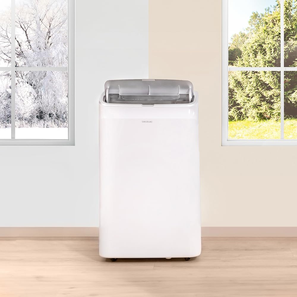 Cecotec Tragbare Klimaanlage mit Fernbedienung, WLAN und Wärmepumpe Forceclima 12800 Heizung angeschlossen. 12000 BTU, LED -Bildschirm, 5 Modi, Abdeckung 28 M2