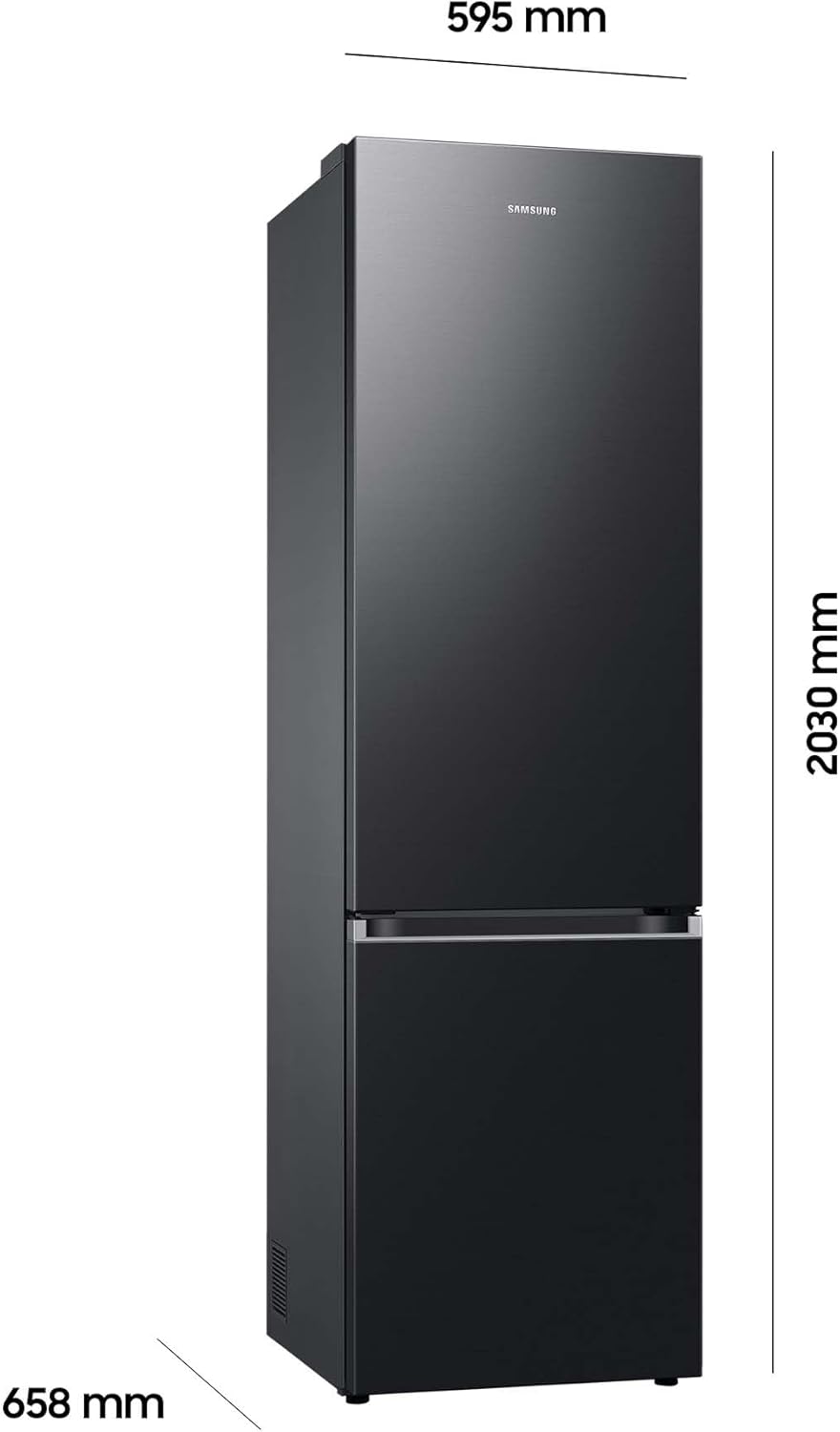 Samsung RB38C607AB1/EF Kühl-Gefrierkombination, 203 cm, 387 l, AI-Kühlschrank mit Gefrierfach, Wifi & AI Energy Mode, Humidity Fresh+, Space Max Technologie, No Frost+, Premium Black Steel