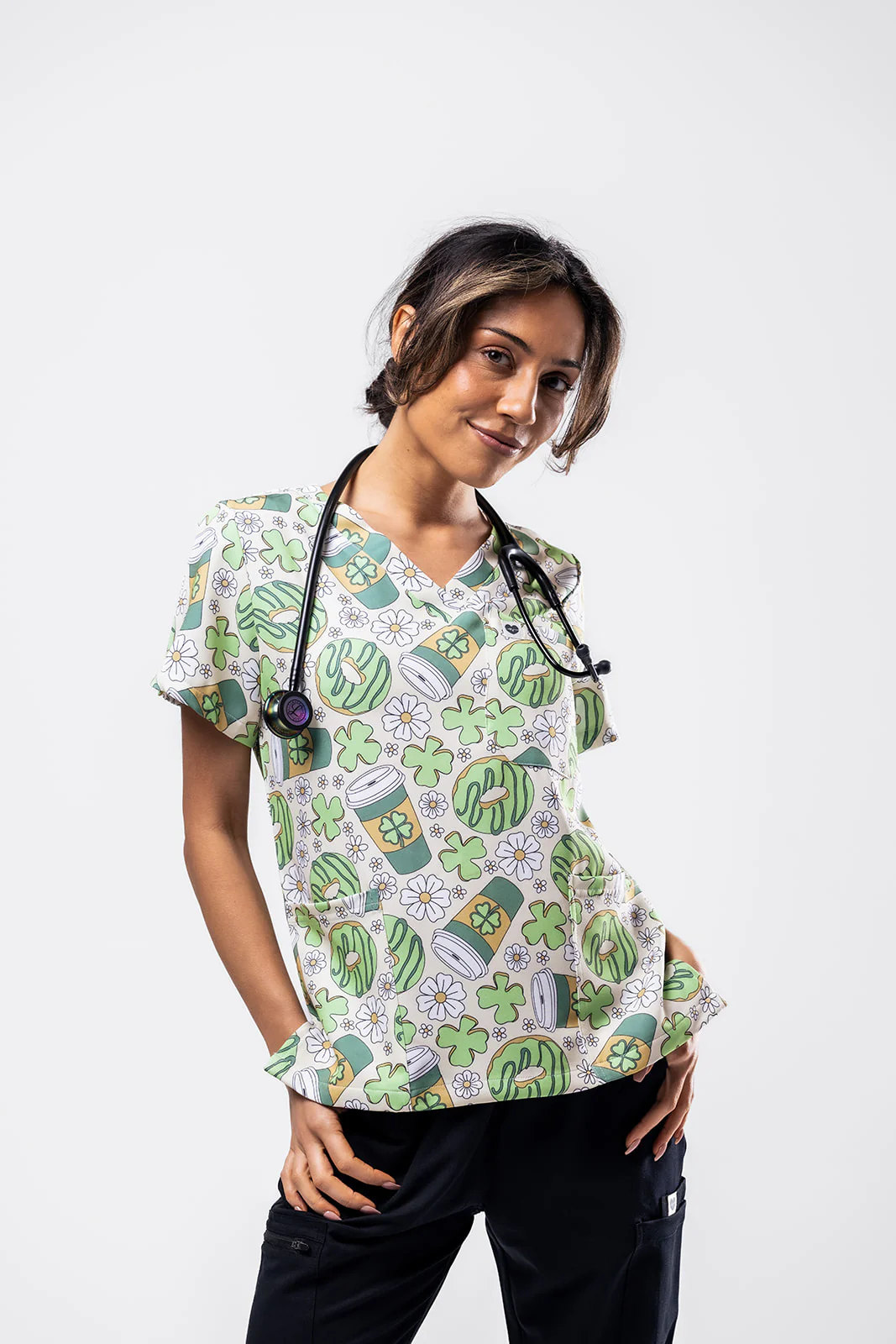Lucky Latte Scrub Top