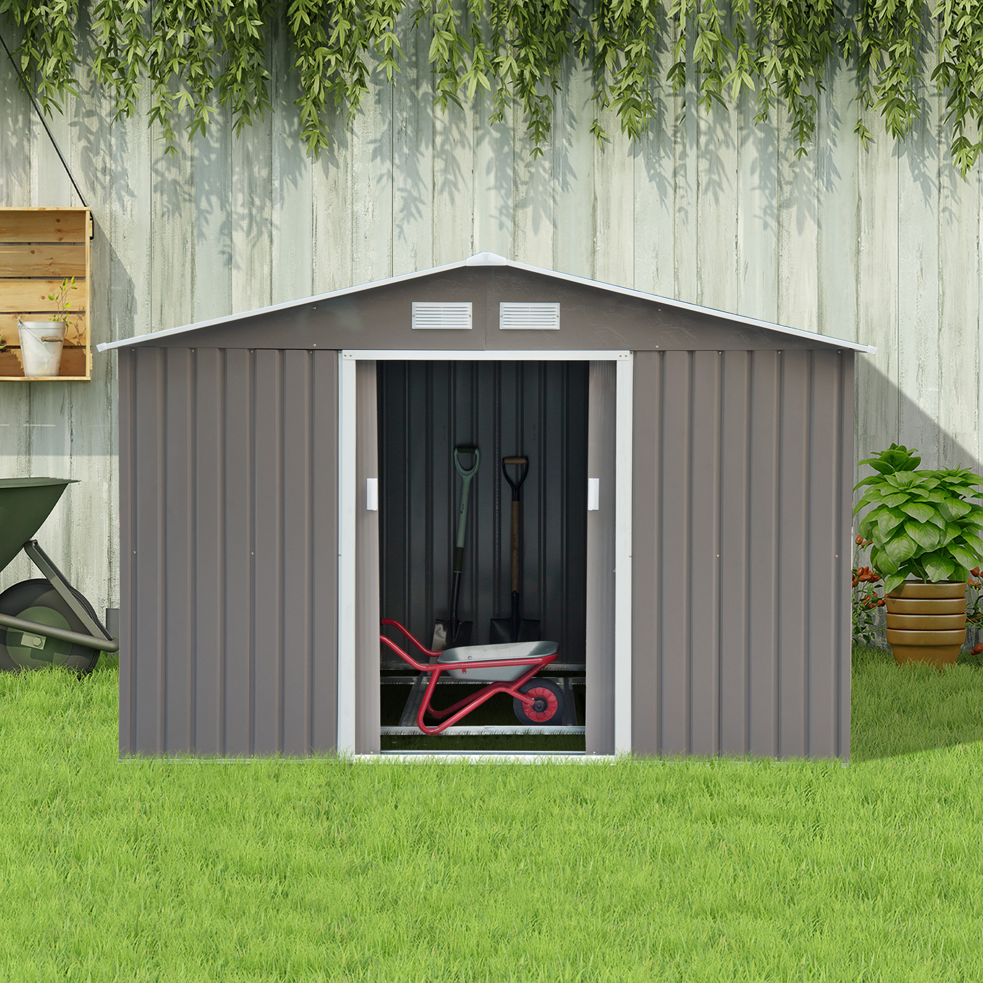 Outsunny Gereedschapsschuur tuinhuis gereedschapsschuur tuinkast gereedschapskast metaal