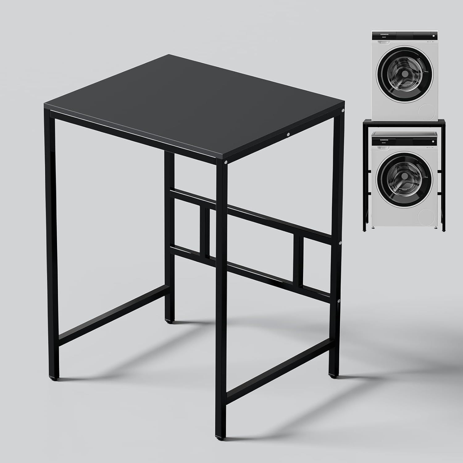 Adjustable Washing Machine and Dryer Stand - Heavy Duty 200KG Capacity, Black