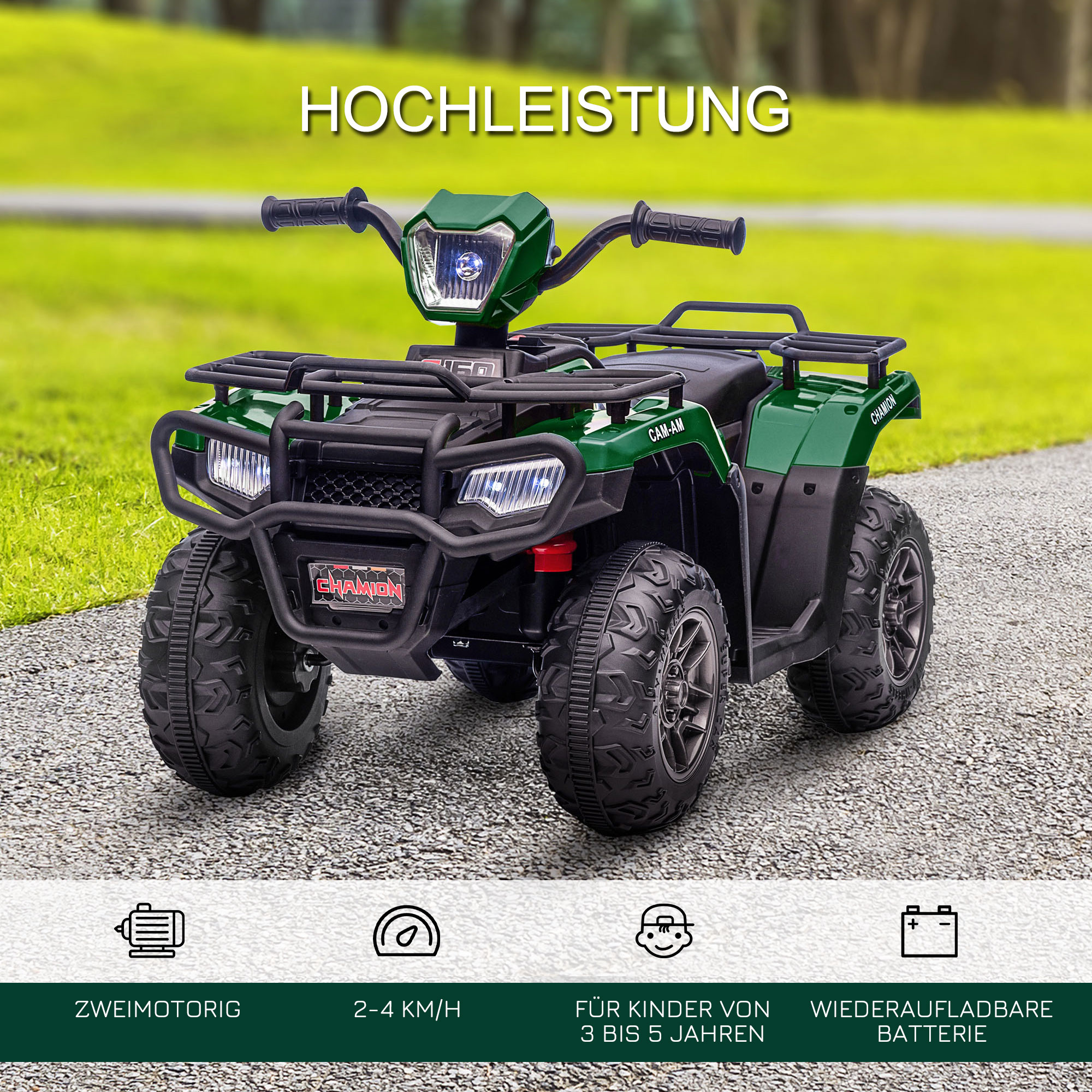 elektrische kinderquad, elektrische auto, elektrische quad, kindervoertuig, groen