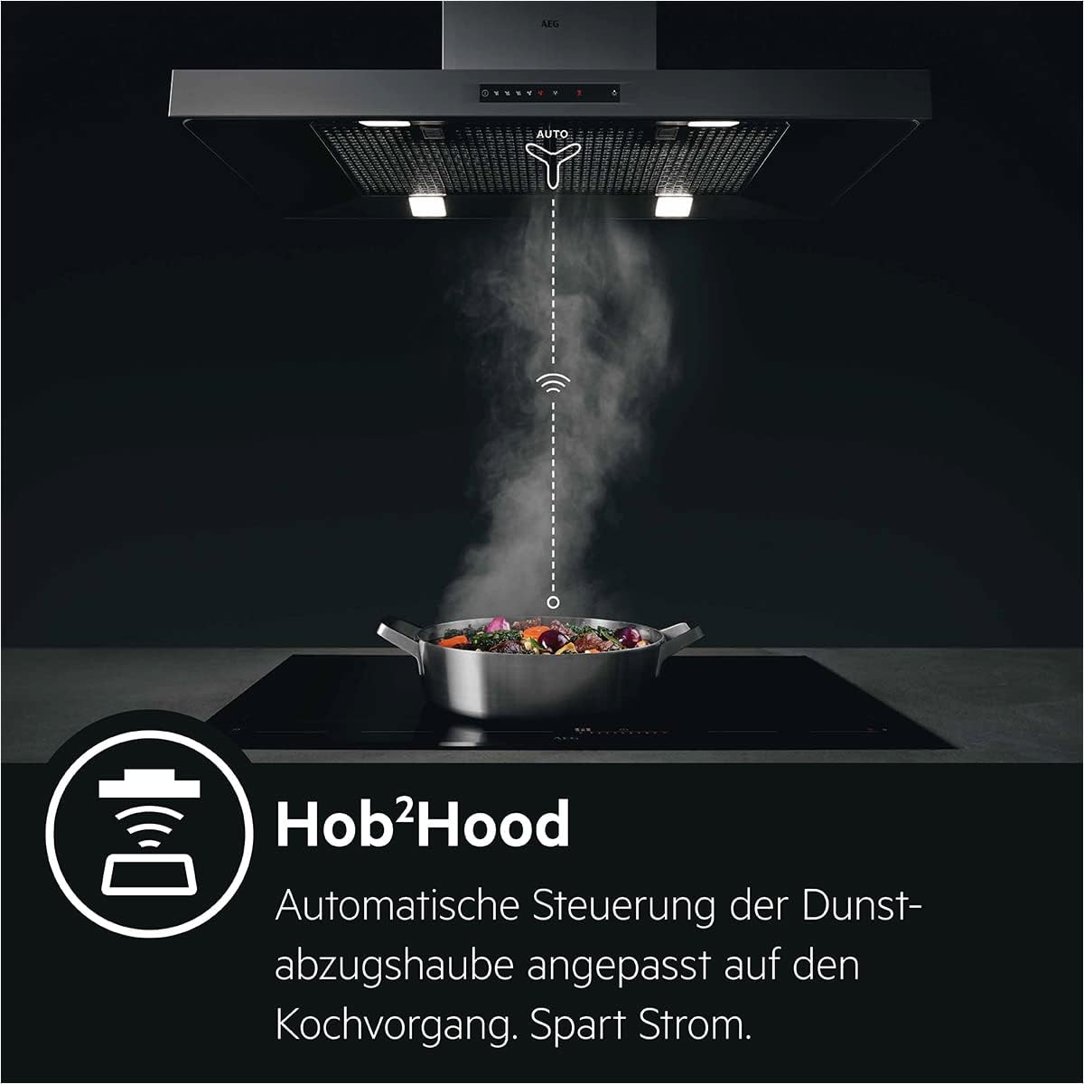 AEG IKE64441XB Autarkes Kochfeld / Induktion / Serie 6000 mit Bridge / Hob²Hood / Slider-Bedienung / 60 cm / Edelstahlrahmen / 4 Kochzonen / Bridge-Funktion / Powerfunktion / Kindersicherung