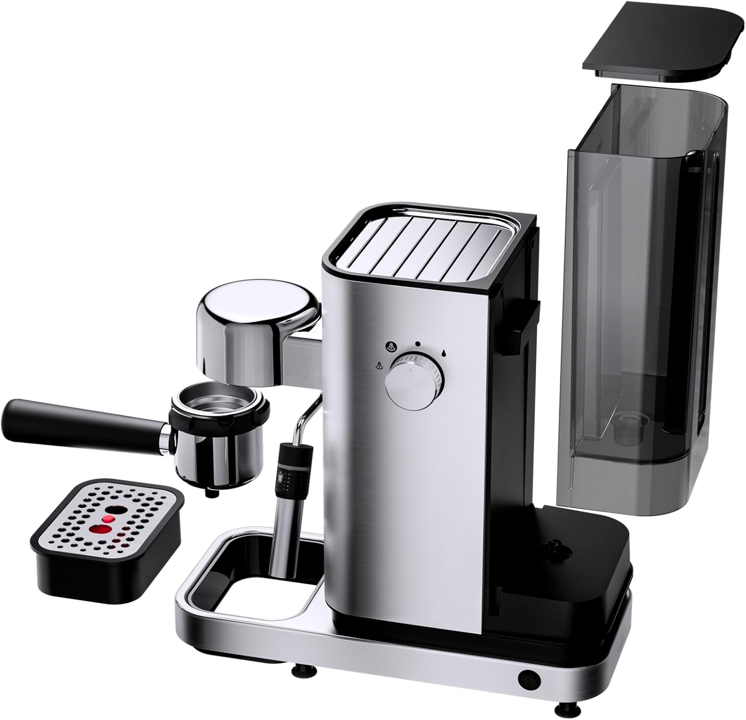 WMF Lumero Espressomaschine Siebträger 1400 Watt, Siebträgermaschine, 3 Einsätzen, für 1-2 Tassen Espresso, auch für Pads, 15 bar, Tassenabstellfläche, Milchaufschäumdüse, edelstahl matt