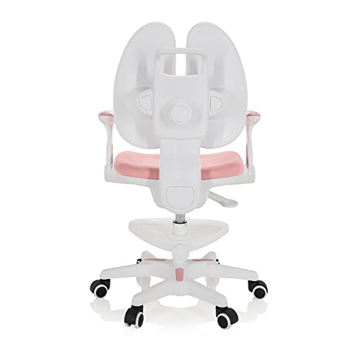 HJH Office 736415 Sedia per bambini KID WING Tessuto Rosa, Pratico poggiapiedi regolabile in altezza, girevole : Casa e cucina