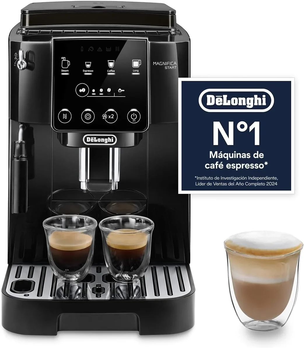 De'Longhi Magnifica S – Perfetto Superautomatic Coffee Maker, Manual Milk Frother, Espresso and Cappuccino, Control Panel with Buttons, Black (ECAM11.112.B)