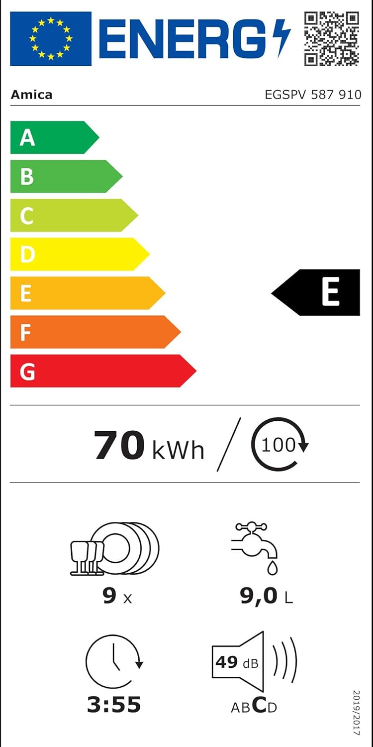 Amica Einbau-Geschirrspüler EGSPV 597 910 / vollintegriert / 60 cm breit / 5 Programme, 12 Maßgedecke/Startzeitvorwahl