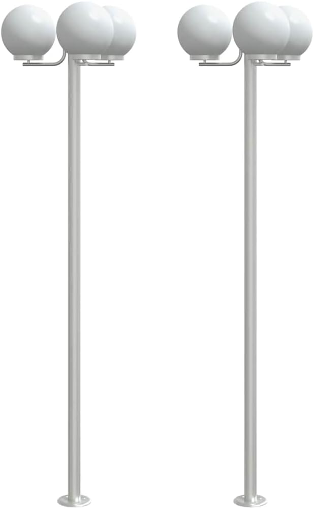 vidaXL Wegeleuchten 2 Stk., Wegeleuchte mit IP44-Schutzart, Außenleuchte mit Diffusor, Standleuchte Gartenlampe, Silbern Edelstahl