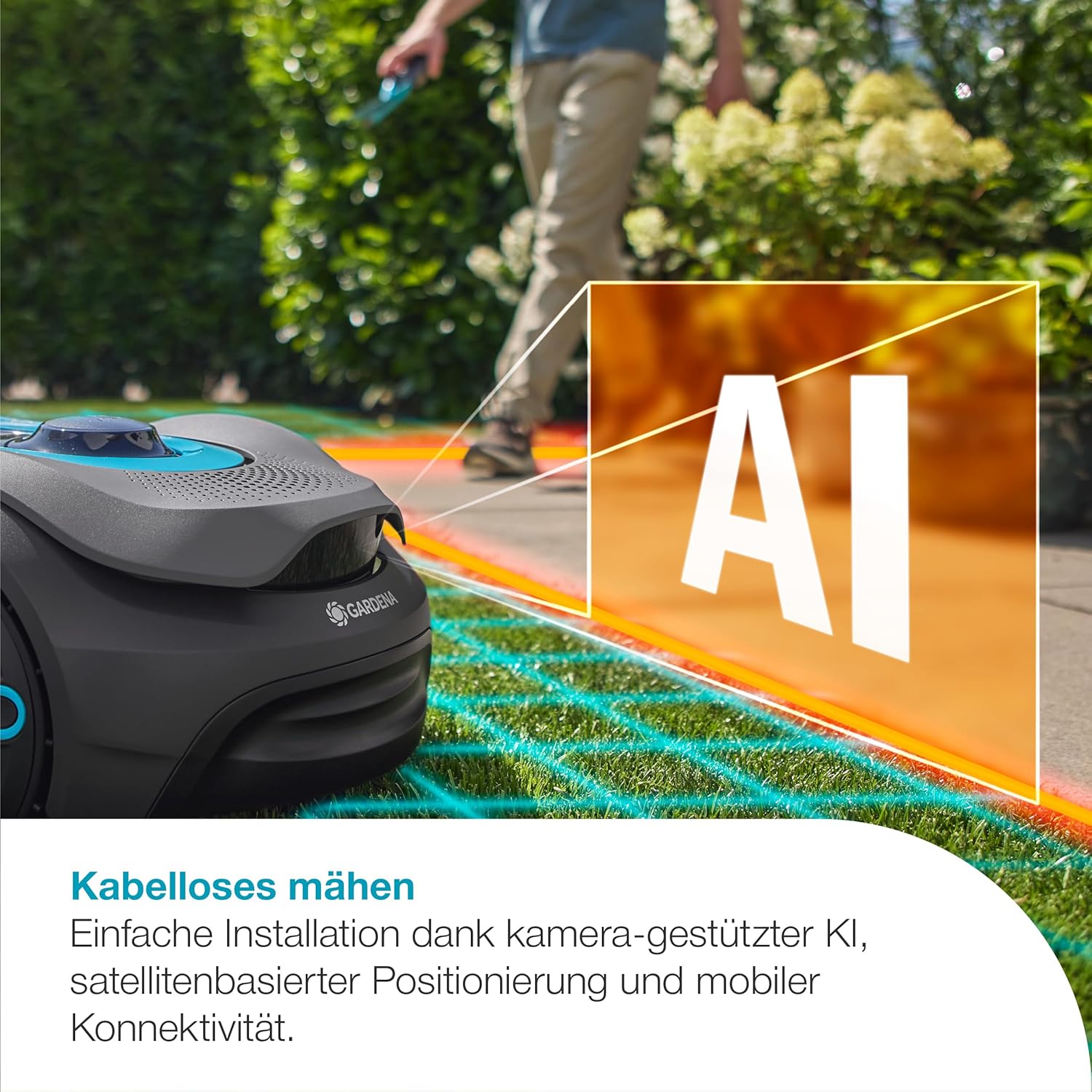 Gardena smart SILENO Sense 600 m2 Mähroboter: Technologie ohne Begrenzungskabel, Mähen mit KI, Eingebaute Kamera (19942-20)