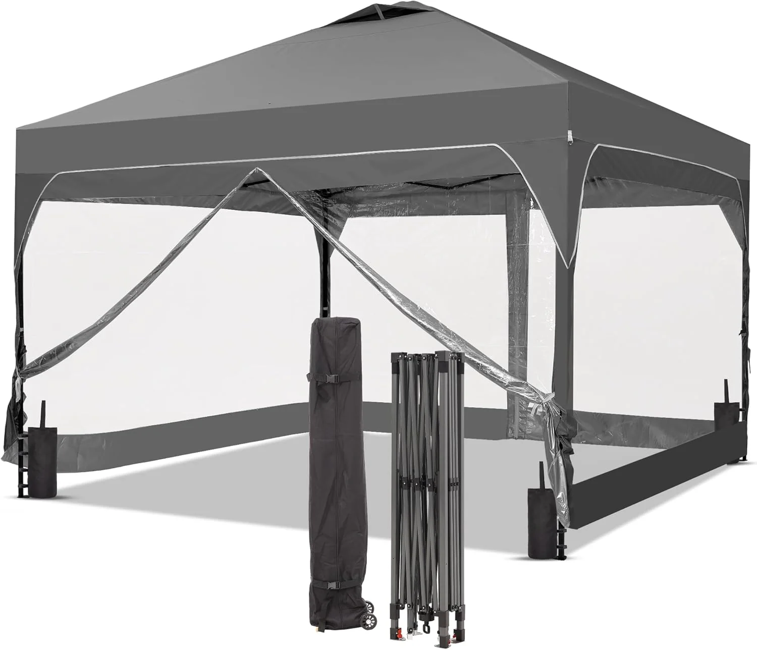 GDY 12x12 Pop Up Canopy Tent with 4 Sidewalls, Easy Set up with One Push Lift Gazebo