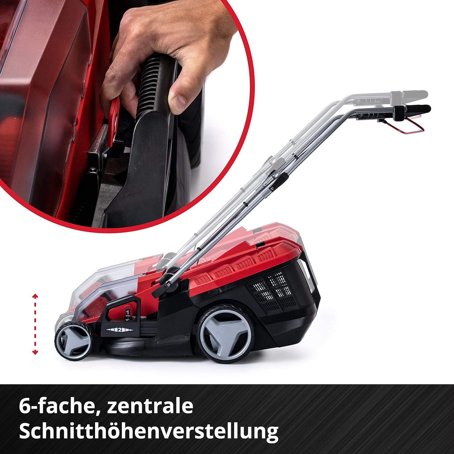 Einhell Akku-Rasenmher GE-CM 36/36 Li Kit Power X-Change (36 V, 36 cm Schnittbreite, bis 400 m, Brushless, 40L Fangkorb, 25-75 mm Schnitthhe, inkl. 2x 4,0 Ah Akku + 2x Ladegert)