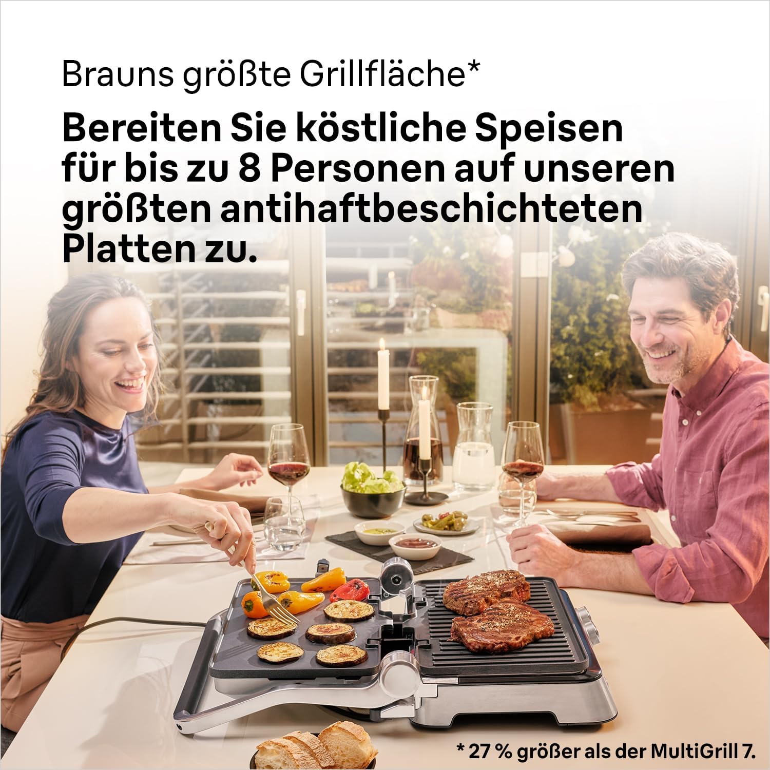 Braun MultiGrill 9 CG 9047 Kontaktgrill mit Grill-, Flach- und Waffelplatten, Grillpositionen: Kontakt, BBQ, Ofen, Spülmaschinenfeste Platten, Fettauffangschale, 230° Höchsttemperatur, Boost-Funktion